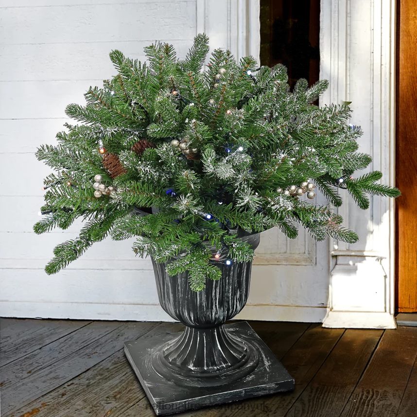 Greenery | National Tree Company 24\ Snowy Morgan Spruce Porch Bush with Twinkly LED Lights F2L4F492